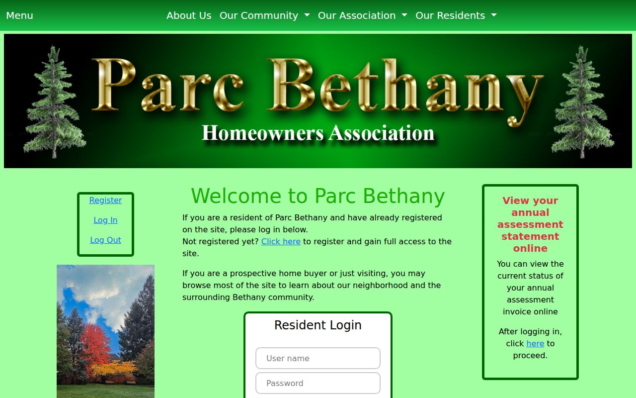 Bethany neighbors context from the Parc Bethany HOA public site